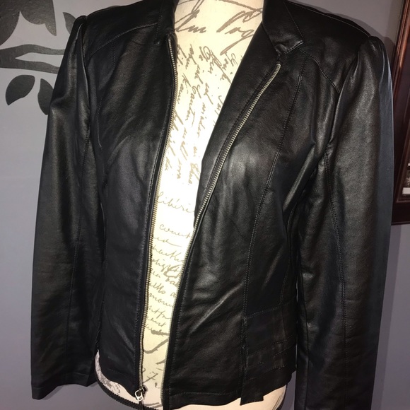 Tops - Women’s faux leather black jacket size S